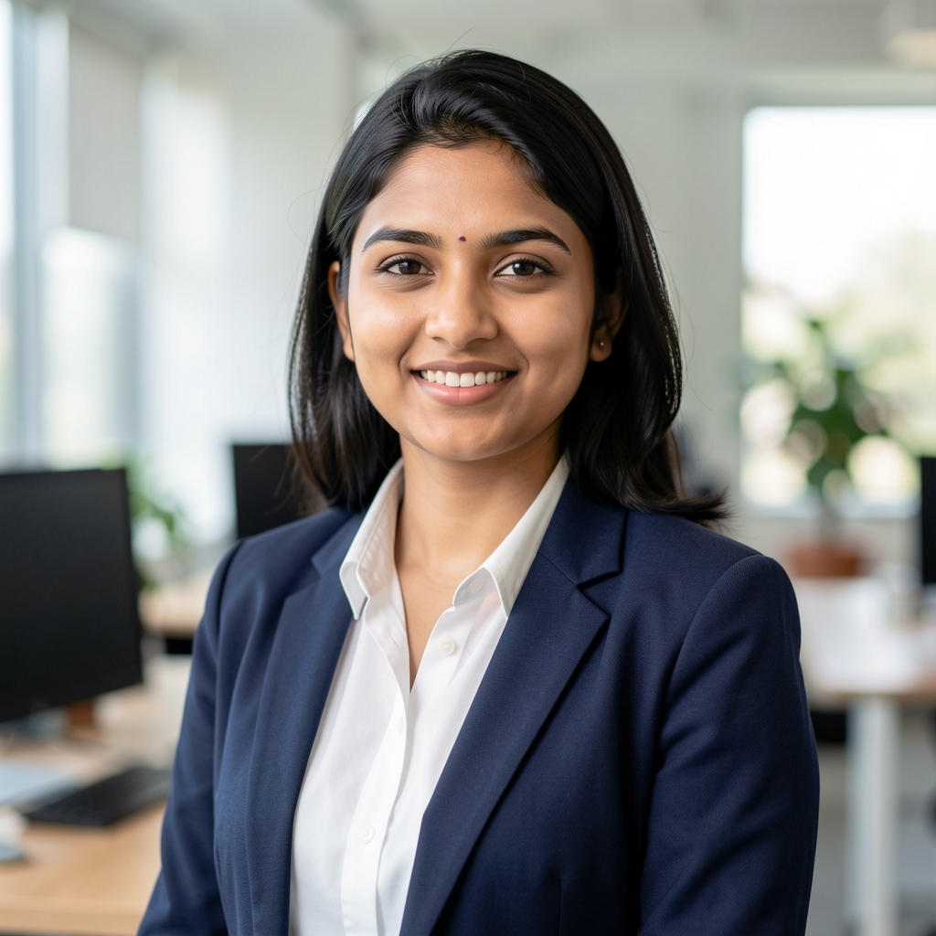 Ananya Krishnamurthy, Head of Product at IndiaArcade Co., professional portrait in office setting